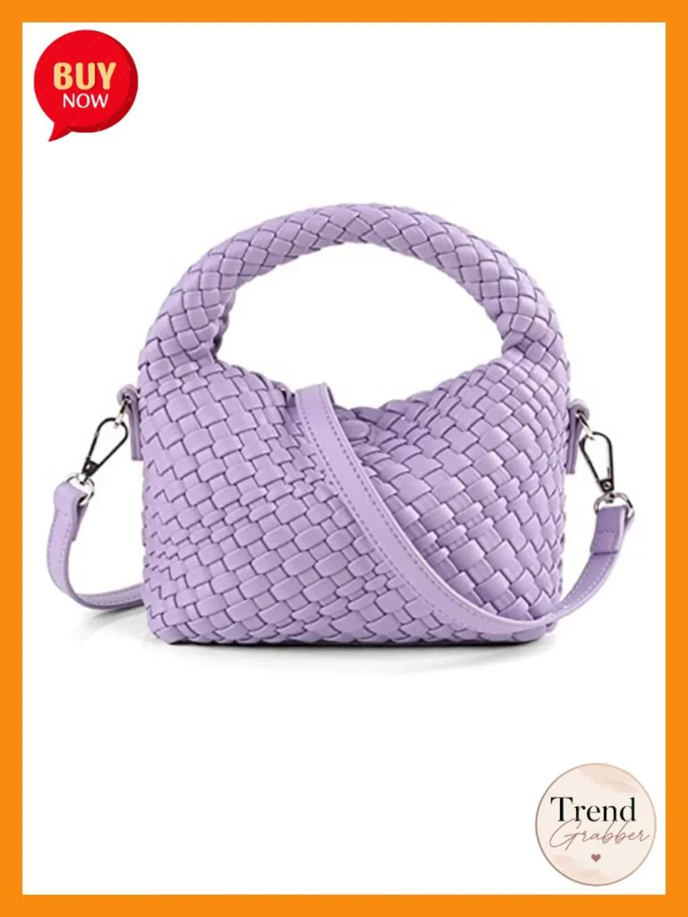 Small Woven Vegan Leather Crossbody Tote Bag with Detachable Strap